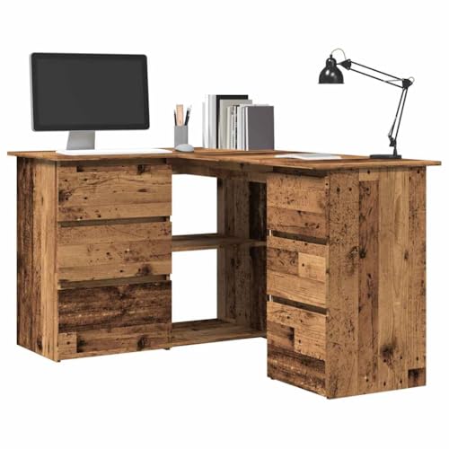 Qnhdfrt Eckschreibtisch Altholz-Optik 145x100x76 cm Holzwerkstoff mit Stauraum, Moderner Computertisch für kleines Büro oder Jugendzimmer Qnhdfrt Eckschreibtisch Altholz-Optik 145x100x76 cm Holzwerkstoff mit Stauraum, Moderner Computertisch für kleines Büro oder Jugendzimmer von Qnhdfrt