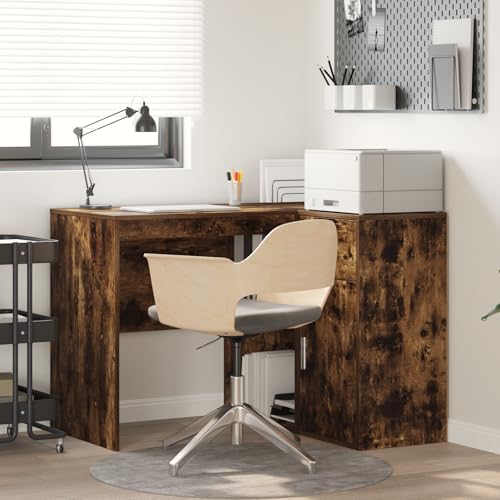 Qnhdfrt Eckschreibtisch Geräucherte Eiche Holzwerkstoff 102x88x75 cm Braun mit Schrank Schublade und Regalen Modernes Design für Büro Homeoffice und Arbeitszimmer Qnhdfrt Eckschreibtisch Geräucherte Eiche Holzwerkstoff 102x88x75 cm Braun mit Schrank Schublade und Regalen Modernes Design für Büro Homeoffice und Arbeitszimmer von Qnhdfrt