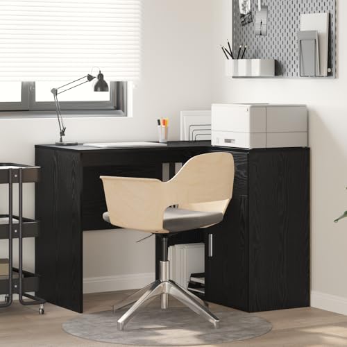Qnhdfrt Eckschreibtisch Schwarz Eiche Holzwerkstoff 102x88x75 cm mit Schrank Schublade Regalen – Funktionaler Schreibtisch für Home Office Büro und Computerarbeit Qnhdfrt Eckschreibtisch Schwarz Eiche Holzwerkstoff 102x88x75 cm mit Schrank Schublade Regalen – Funktionaler Schreibtisch für Home Office Büro und Computerarbeit von Qnhdfrt