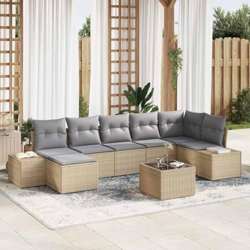 Qnhdfrt Ecksofa Garten Lounge Set 8 Teile Beige Poly Rattan Outdoor Sofa Modernes Design Robuster Rahmen mit Kissen für Terrasse Garten Qnhdfrt Ecksofa Garten Lounge Set 8 Teile Beige Poly Rattan Outdoor Sofa Modernes Design Robuster Rahmen mit Kissen für Terrasse Garten von Qnhdfrt