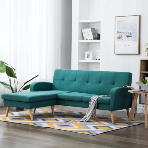 Qnhdfrt Ecksofa L-Form Stoff 186x136x79 cm Grün Modernes Schlafsofa mit Verstellbarer Chaiselongue Robust und Langlebig für Wohnzimmer Jugendzimmer und Büro von Qnhdfrt