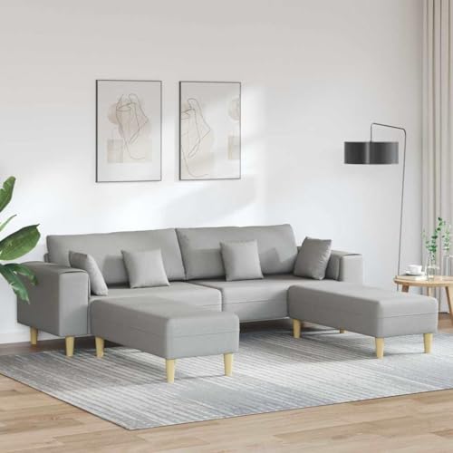 Qnhdfrt Ecksofa Wolken-Grau 250x188 cm Schlafsofa mit atmungsaktivem Stoff und Kegelfüßen Modernes U-Sofa für Wohnzimmer und Lounge von Qnhdfrt