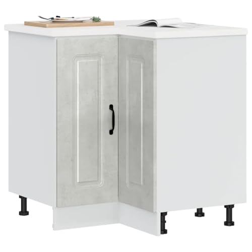 Qnhdfrt Eckunterschrank Küchenschrank Betongrau Holzwerkstoff 75,5x75,5x81,5 cm Eckschrank mit verstellbaren Füßen für optimierte Küchenecke von Qnhdfrt