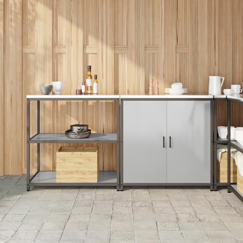 Qnhdfrt Edelstahl Küchenschrank und Küchenregal Set Silber 150x50x92 cm Aufbewahrungsschrank für Küche Garage Waschküche mit Robustem Design und Stellfüßen von Qnhdfrt