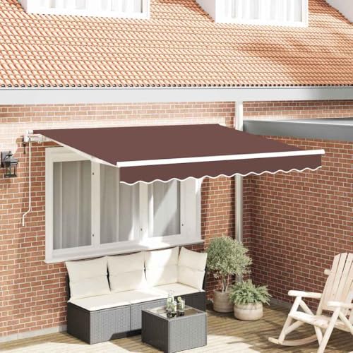 Qnhdfrt Einziehbare Gelenkarmmarkise 350x200 cm Braun Aluminium & Robustes Polyester wetterfest modernes Terrassen-Sonnenschutz-Design für Balkon Garten und Außenbereich von Qnhdfrt