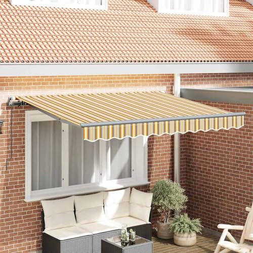 Qnhdfrt Einziehbare Gelenkarmmarkise 350x200 cm Mehrfarbig aus robustem Aluminiumrahmen und wetterfestem Polyesterstoff Modernes Design für Terrasse Garten und Balkon von Qnhdfrt