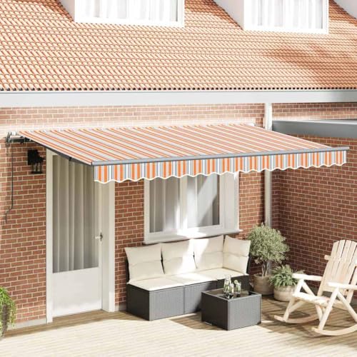 Qnhdfrt Einziehbare Gelenkarmmarkise 400 x 200 cm Mehrfarbig aus Aluminium und Polyester Modernes Design mit Wetterschutz für Terrasse Balkon und Garten von Qnhdfrt