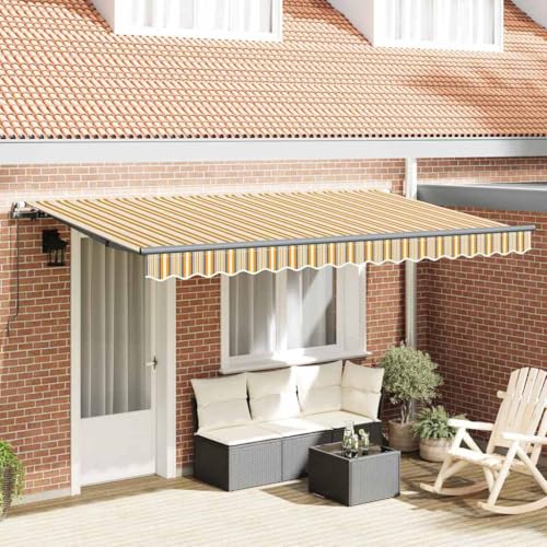 Qnhdfrt Einziehbare Gelenkarmmarkise 400 x 200 cm in Mehrfarbig mit robustem Aluminiumrahmen wetterfeste Terrassenbeschattung für Balkon Garten und Außenbereich von Qnhdfrt