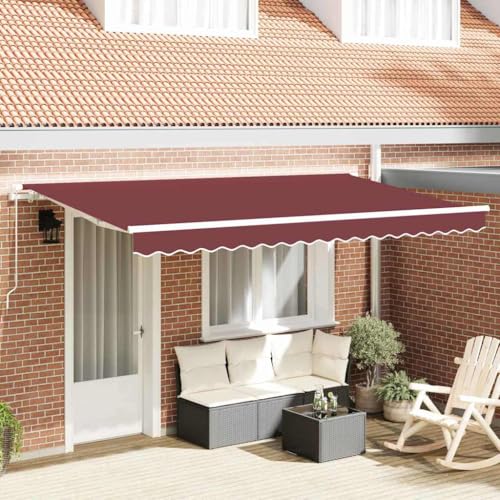 Qnhdfrt Einziehbare Gelenkarmmarkise 400x200 cm Burgunderrot Robustes Aluminium & wetterfestes Polyester Modernes Design für Balkon Terrasse Garten Sichtschutz und Beschattung von Qnhdfrt