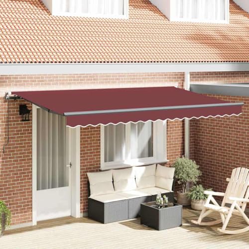 Qnhdfrt Einziehbare Gelenkarmmarkise Burgunderrot 350x200 cm aus robustem Polyester Aluminiumrahmen, wetterfeste Terrassenbeschattung, modernes Design für Garten Balkon und Terrasse von Qnhdfrt