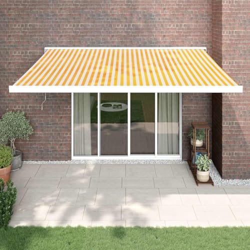 Qnhdfrt Einziehbare Gelenkarmmarkise Gelb Weiß 4x3 m mit Aluminiumrahmen UV-beständigem Stoff für Terrasse Balkon Garten Sonnenschutz Qnhdfrt Einziehbare Gelenkarmmarkise Gelb Weiß 4x3 m mit Aluminiumrahmen UV-beständigem Stoff für Terrasse Balkon Garten Sonnenschutz von Qnhdfrt