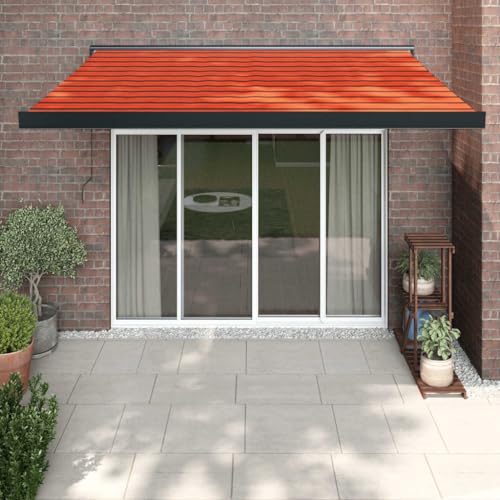 Qnhdfrt Einziehbare Gelenkarmmarkise Orange Braun 3,5x2,5 m Sonnenschutz für Terrasse Balkon Garten mit Pulverbeschichtetem Aluminium und UV-beständigem Stoff Robust und Langlebig von Qnhdfrt