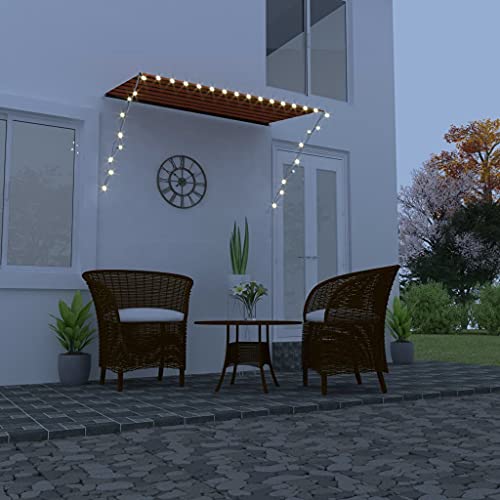 Qnhdfrt Einziehbare LED Markise 250×150 cm Orange Braun Gelenkarmmarkise wasserabweisendes Polyester mit PA Beschichtung Solarbeleuchtung & Handkurbel für Balkon Terrasse und Garten von Qnhdfrt