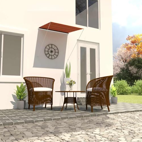 Qnhdfrt Einziehbare Markise 150x150 cm Orange Braun Handbetrieben Robuster Stahlrahmen Langlebig Schattenspender für Fenster Balkon Terrasse Garten von Qnhdfrt