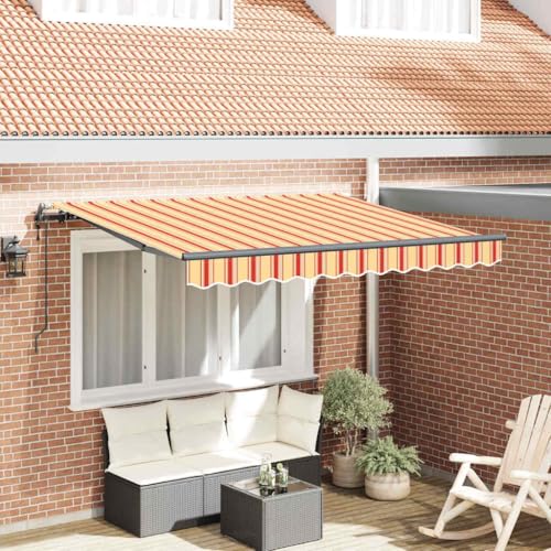 Qnhdfrt Einziehbare Markise 350 x 200 cm Mehrfarbig aus Aluminium & Polyester Wetterfeste Gelenkarmmarkise mit Modernem Design für Balkon Terrasse Garten und Outdoorbereich von Qnhdfrt