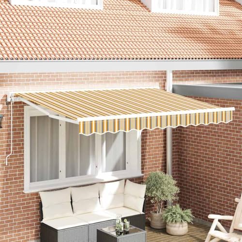 Qnhdfrt Einziehbare Markise 350x200 cm Bunt gestreift Gelenkarmmarkise mit Fernbedienung Robustes Outdoor Stoff für Balkon Terrasse und Garten von Qnhdfrt