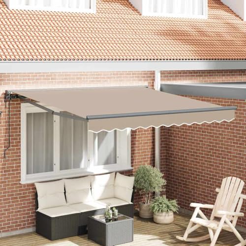 Qnhdfrt Einziehbare Markise Beige 300x250 cm UV-beständiger Markisenstoff Fernbedienung 10° Neigungswinkel Moderner Sonnenschutz Terrasse Balkon Garten Lounge von Qnhdfrt