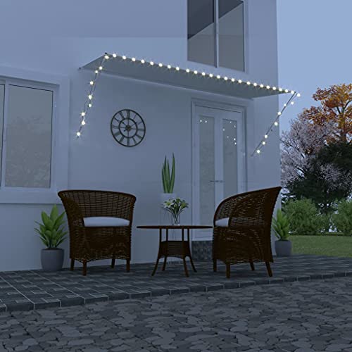 Qnhdfrt Einziehbare Markise mit LED 350x150 cm Creme Robust UV- und Wasserbeständig Solarbetrieben für Fenster Balkon Terrasse Garten Schattenspender von Qnhdfrt