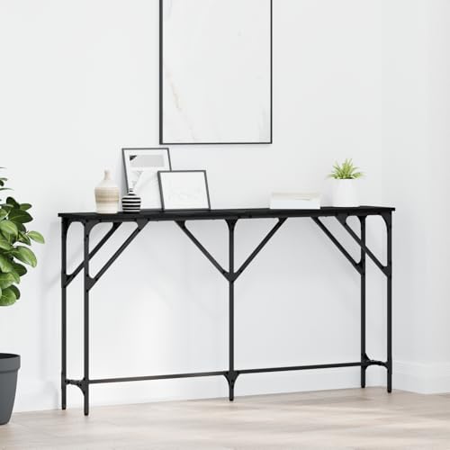 Qnhdfrt Eleganter Konsolentisch Beistelltisch Schwarz Eiche 140x23x75 cm MDF Rechteckig Matt Oberfläche für Wohnzimmer und Foyer Dekoration von Qnhdfrt