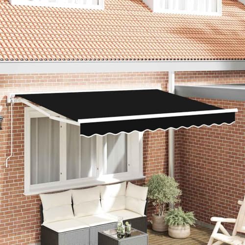 Qnhdfrt Elektrische Markise Schwarz 350x200 cm aus robustem Markisenstoff mit 10° verstellbarem Winkel und Fernbedienung wetterfest für Balkon Terrasse Garten Restaurant von Qnhdfrt