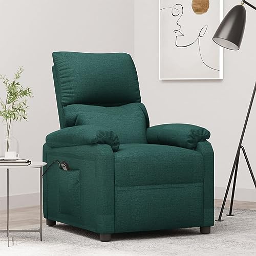 Qnhdfrt Elektrischer Relaxsessel Dunkelgrün Stoff mit Fernbedienung, 3-Fach Liegefunktion, Bequemer Fernsehsessel für Wohnzimmer, 70.5x90x100 cm (BxTxH) von Qnhdfrt