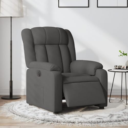 Qnhdfrt Elektrischer Relaxsessel Fernsehsessel Dunkelgrau Stoff mit Automatischer Liegefunktion und Seitentasche, Bequem für Wohnzimmer und Schlafzimmer von Qnhdfrt