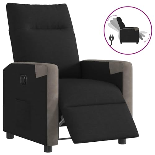Qnhdfrt Elektrischer Relaxsessel Schwarz Stoff mit Liegefunktion Bequem für Wohnzimmer und Schlafzimmer Fernsehsessel mit Automatik von Qnhdfrt