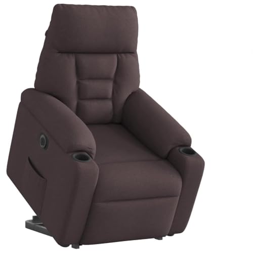 Qnhdfrt Elektrischer Relaxsessel mit Aufstehhilfe Dunkelbraun Stoff Bequem mit Elektrischer Liegefunktion für Wohnzimmer und Entspannung von Qnhdfrt