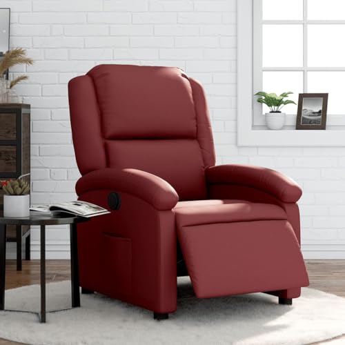 Qnhdfrt Elektrischer Relaxsessel mit Automatischer Liegefunktion Weinrot Kunstleder für Wohnzimmer Fernsehsessel Größe 71x86.5x99.5 cm Bequem und Stabil von Qnhdfrt