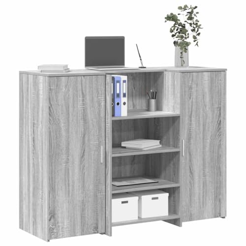 Qnhdfrt Empfangstheke Reception Desk Grau Sonoma 135x50x103,5 cm Holzwerkstoff mit Tresen und Schrank für Büro, Hotel, Klinik Robust mit großem Stauraum und diskretem Design Qnhdfrt Empfangstheke Reception Desk Grau Sonoma 135x50x103,5 cm Holzwerkstoff mit Tresen und Schrank für Büro, Hotel, Klinik Robust mit großem Stauraum und diskretem Design von Qnhdfrt