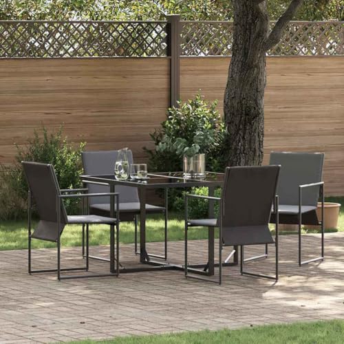 Qnhdfrt Erweiterbarer Outdoor Esstisch Set Schwarz 4 Stühle Pulverbeschichteter Stahl 220 x 107 x 72 cm Modernes Design Robust & Langlebig für Garten Terrasse Balkon von Qnhdfrt