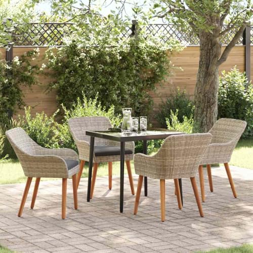 Qnhdfrt Essgruppe 5 pcs Outdoor Esstisch und Stühle Set aus Poly Rattan mit Metallrahmen 80 x 80 cm Hellgrau und Schwarz für Garten Balkon Terrasse Qnhdfrt Essgruppe 5 pcs Outdoor Esstisch und Stühle Set aus Poly Rattan mit Metallrahmen 80 x 80 cm Hellgrau und Schwarz für Garten Balkon Terrasse von Qnhdfrt