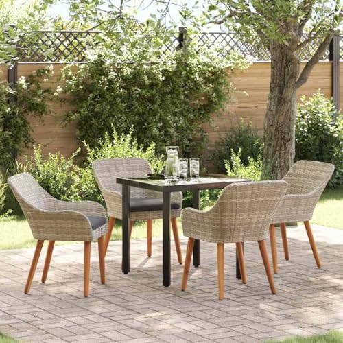 Qnhdfrt Essgruppe 5 pcs Outdoor Gartenmöbel Set Hellgrau Schwarz Poly Rattan mit Metallrahmen für Balkon Terrasse Garten Qnhdfrt Essgruppe 5 pcs Outdoor Gartenmöbel Set Hellgrau Schwarz Poly Rattan mit Metallrahmen für Balkon Terrasse Garten von Qnhdfrt