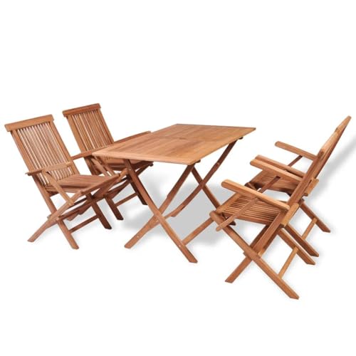 Qnhdfrt Essgruppe aus Teak Massivholz Klapptisch und 4 Klappstühle Outdoor Sitzgruppe für Garten Balkon und Camping mit klappbarem Design Qnhdfrt Essgruppe aus Teak Massivholz Klapptisch und 4 Klappstühle Outdoor Sitzgruppe für Garten Balkon und Camping mit klappbarem Design von Qnhdfrt
