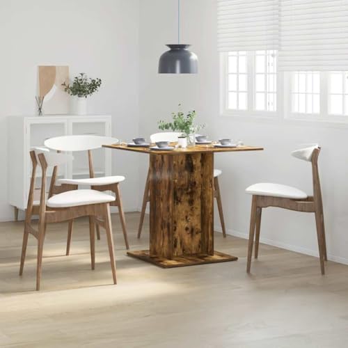 Qnhdfrt Esstisch Klein 80x80x75 cm Räuchereiche Holzwerkstoff Quadratischer Sockel Minimalistischer Küchentisch für Küche Essbereich Balkon von Qnhdfrt