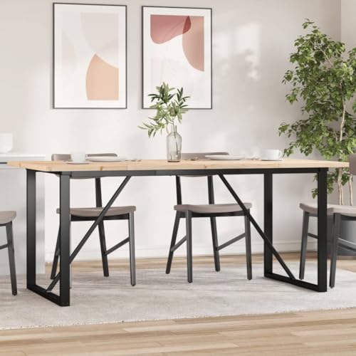 Qnhdfrt Esstisch Massivholz Kiefer O-Gestell Stahl 180x90x75,5 cm Kleiner Tisch für Küche Esszimmer Balkon robuste Tischplatte von Qnhdfrt
