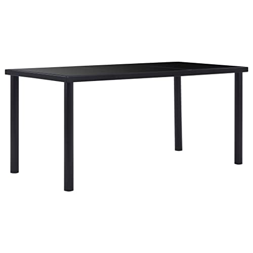 Qnhdfrt Esstisch Schwarz 160x80x75cm aus gehärtetem Glas mit Metallrahmen Modernes Design Leicht zu Reinigen Stabile Konstruktion für Küche Esszimmer Garten Balkon und Outdoor von Qnhdfrt