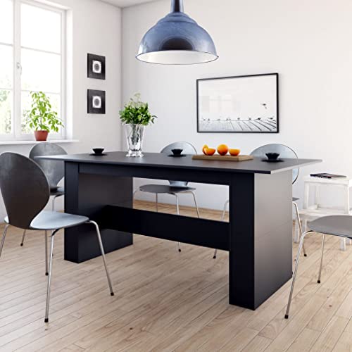 Qnhdfrt Esstisch Schwarz Holzwerkstoff 180x90x76 cm minimalistisch rechteckig für Esszimmer und Küche – Robust pflegeleicht mit breitem Sockel von Qnhdfrt