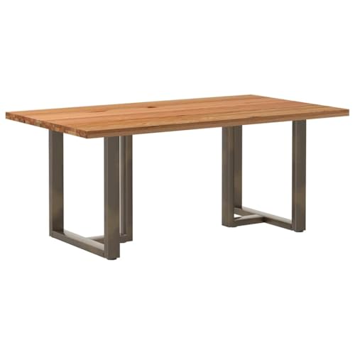 Qnhdfrt Esstisch aus Massivholz Eiche Hellbraun 180x100x74 cm Rechteckig Küchentisch Robust mit Verstellbaren Füßen für Familienessen und Geselligkeit von Qnhdfrt