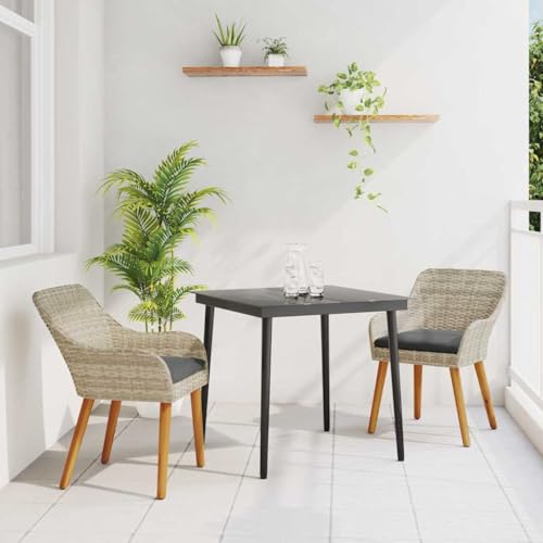 Qnhdfrt Esszimmer Set Outdoor 8 Personen Poly Rattan Esstisch und Stühle Set Modernes Design Hellgrau Schwarz 80x80 cm für Garten Balkon Terrasse von Qnhdfrt
