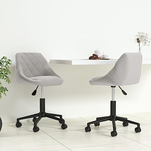 Qnhdfrt Esszimmerstühle 2 STK. Drehbar Hellgrau Samt mit Gasdruckfeder und Rollen – Modernes Design für Essbereich und Wohnzimmer von Qnhdfrt