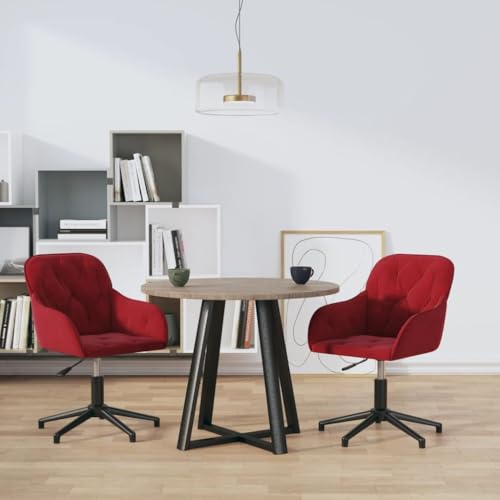 Qnhdfrt Esszimmerstühle 2 STK. Drehbar Weinrot Samt – Hochwertige Drehstühle mit Verstellbarer Sitzhöhe für Esszimmer und Wohnzimmer von Qnhdfrt