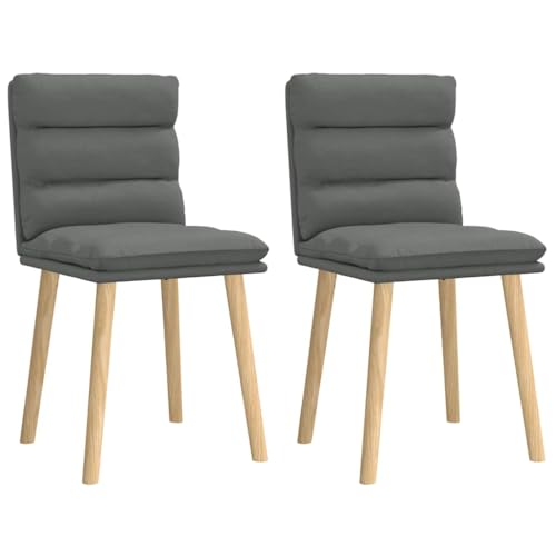 Qnhdfrt Esszimmerstühle 2 STK. Dunkelgrau Stoff – Ergonomische Essstühle mit Massivholzgestell & Polsterung für Esszimmer, Küche und Wohnzimmer von Qnhdfrt