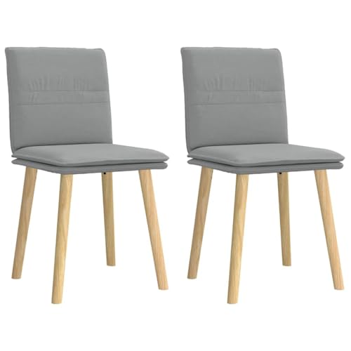 Qnhdfrt Esszimmerstühle 2 STK. Hellgrau Stoff - Zeitloses Design, Robuste Gummibaum-Massivholzkonstruktion & Atmungsaktives Polyestergewebe für en Komfort von Qnhdfrt