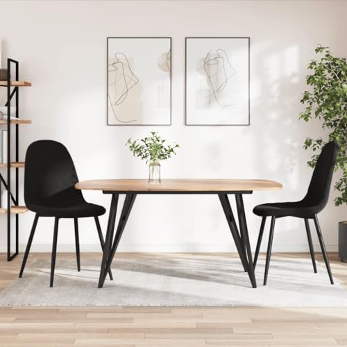Qnhdfrt Esszimmerstühle 2 STK. Schwarz Samt - Moderne Küchenstühle mit weicher Polsterung & stabilen Metallbeinen für Esszimmer und Wohnzimmer von Qnhdfrt