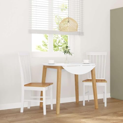 Qnhdfrt Esszimmerstühle 2 STK. Weiß Massivholz Gummibaum - Ergonomische Essstühle mit Rückenlehne, Robust & Langlebig für Küche, Esszimmer und Wohnzimmer von Qnhdfrt