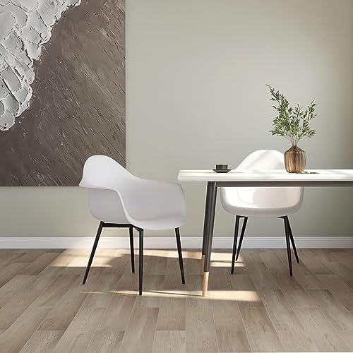 Qnhdfrt Esszimmerstühle 2 STK. Weiß PP - Moderne Küchenstühle mit Metallbeinen, ergonomischer Rückenlehne & hoher Stabilität (max. 110 kg) für Esszimmer, Küche und Wohnzimmer von Qnhdfrt