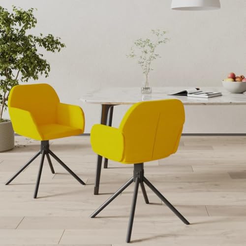 Qnhdfrt Esszimmerstühle 2 Stück Drehbar Gelb Samt - Robuste Drehstühle mit Armlehnen & 360° Drehfunktion für Esszimmer, Küche und Wohnzimmer von Qnhdfrt