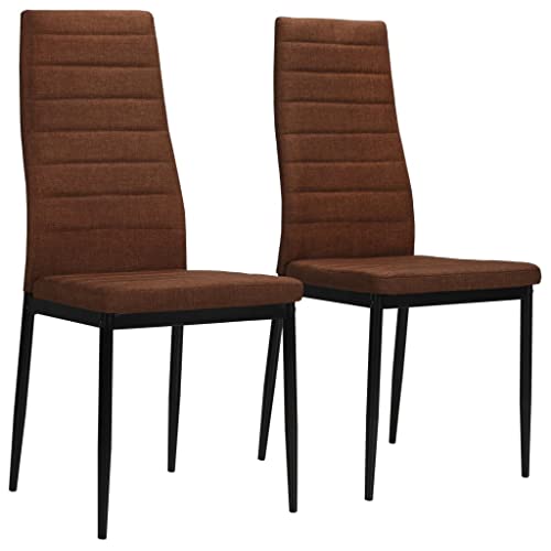 Qnhdfrt Esszimmerstühle 2er Set Braun Stoff Modernes Design Robustes Stahlgestell Bequeme Polsterung Einfache Montage Perfekt für Küche und Wohnzimmer von Qnhdfrt