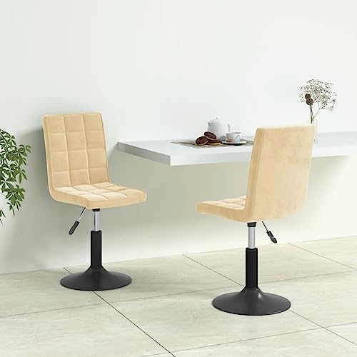 Qnhdfrt Esszimmerstühle 2er Set Drehbar Creme Samt, Höhenverstellbar 102,5-117,5 cm, Stahlgestell, 360° Drehstuhl, Modernes Design für Esszimmer Küche Wohnzimmer Qnhdfrt Esszimmerstühle 2er Set Drehbar Creme Samt, Höhenverstellbar 102,5-117,5 cm, Stahlgestell, 360° Drehstuhl, Modernes Design für Esszimmer Küche Wohnzimmer von Qnhdfrt